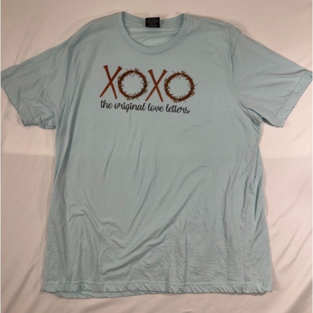 Love in Faith XoXo the original love letter Womens size 2xl light blue t-shirt